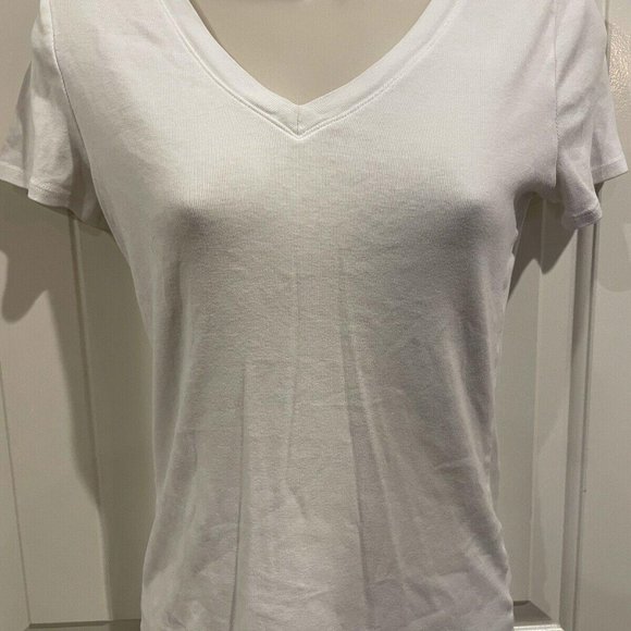 Merona White V Neck XS Short Sleeve T Shirt - Picture 1 of 8